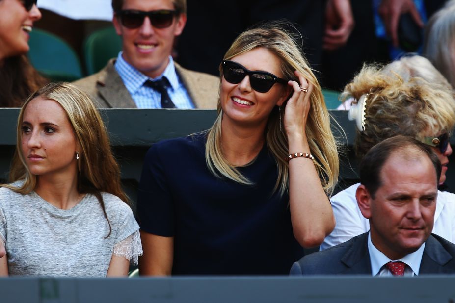 Maria Sharapova, who won the ladies singles title 10 years ago, was in attendance to cheer on Dimitrov.