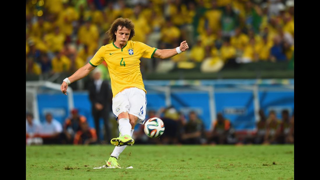 David Luiz gave Brazil a 2-0 lead with a stunning long-range free kick in the second half.