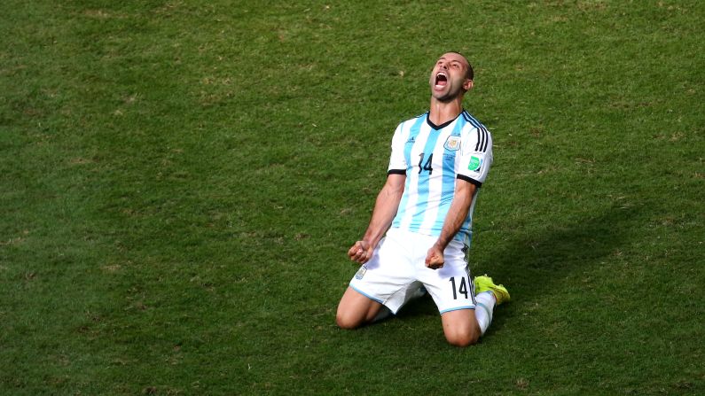 Javier Mascherano of Argentina exults. 