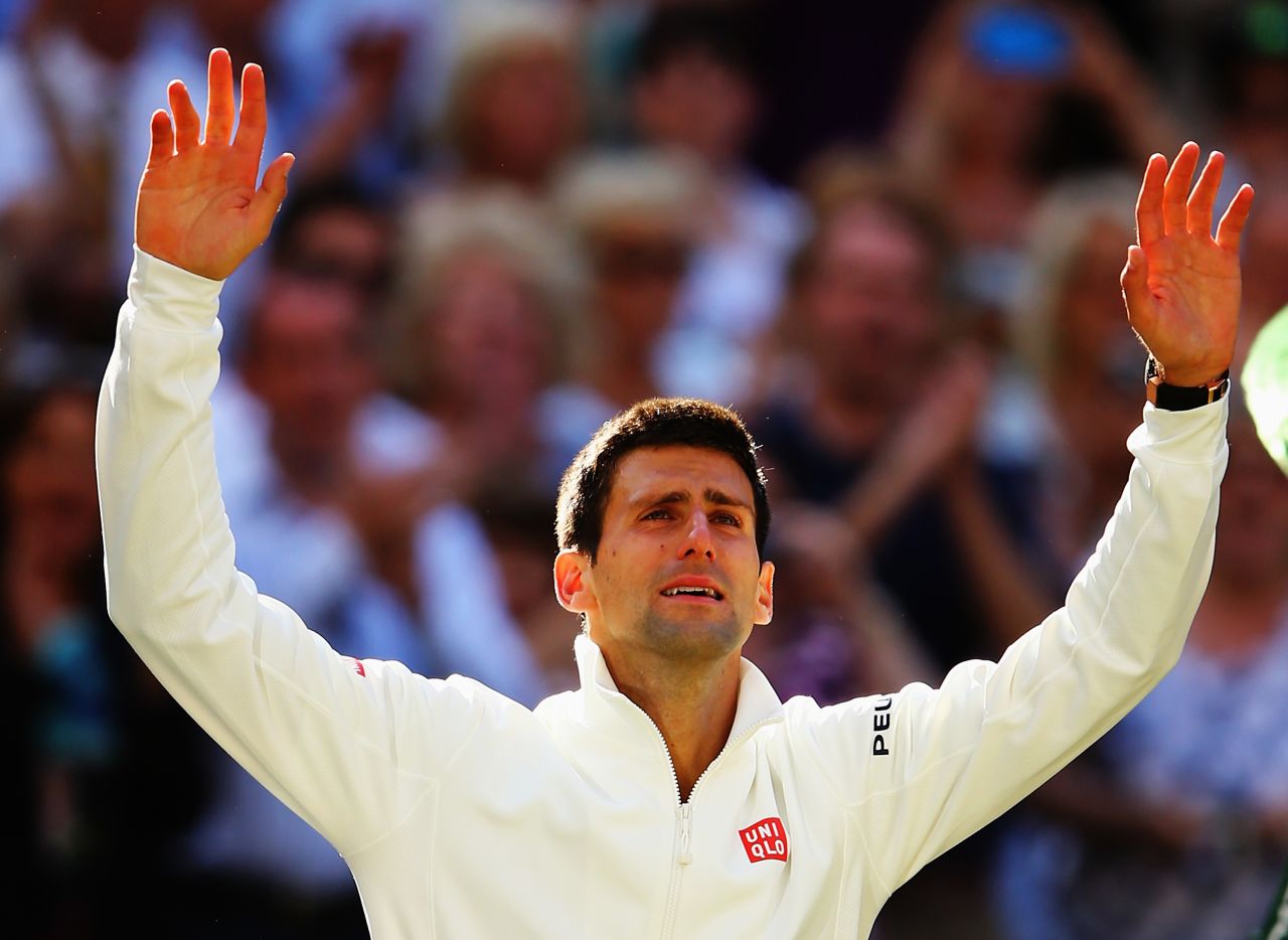 Tears of a champion. Novak Djokovic shows how much victory meant to him after a five-set classic against Roger Federer.