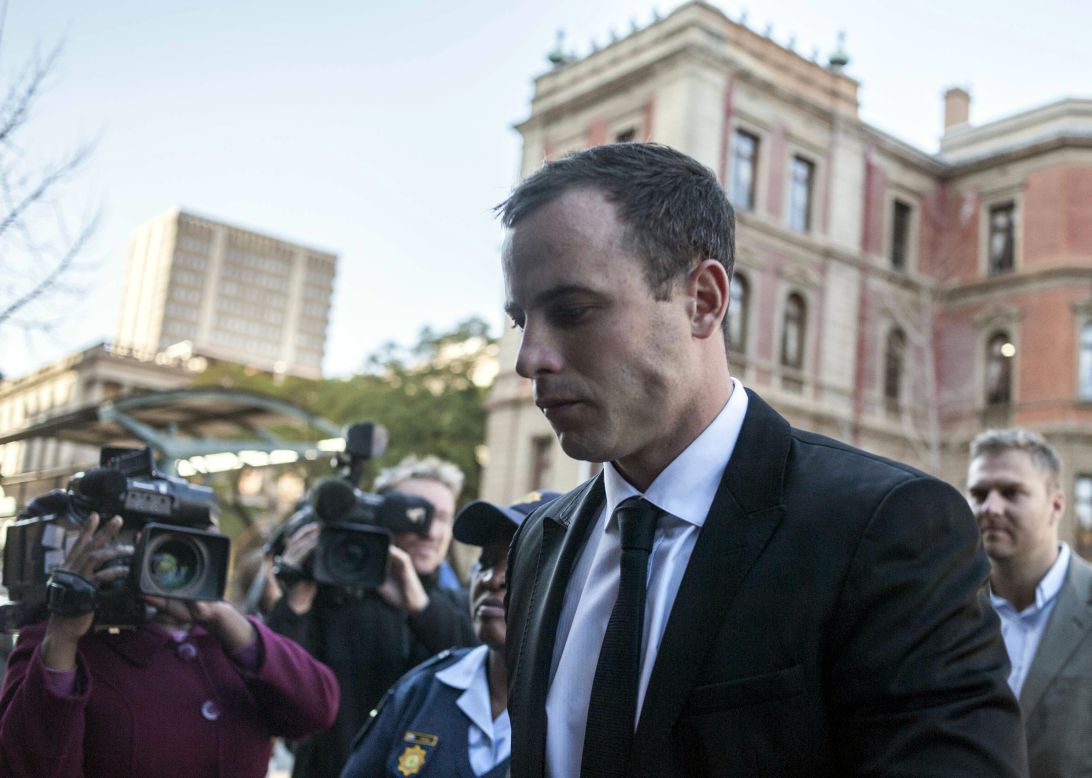 Pistorius arrives at court in Pretoria on Monday, July 7.
