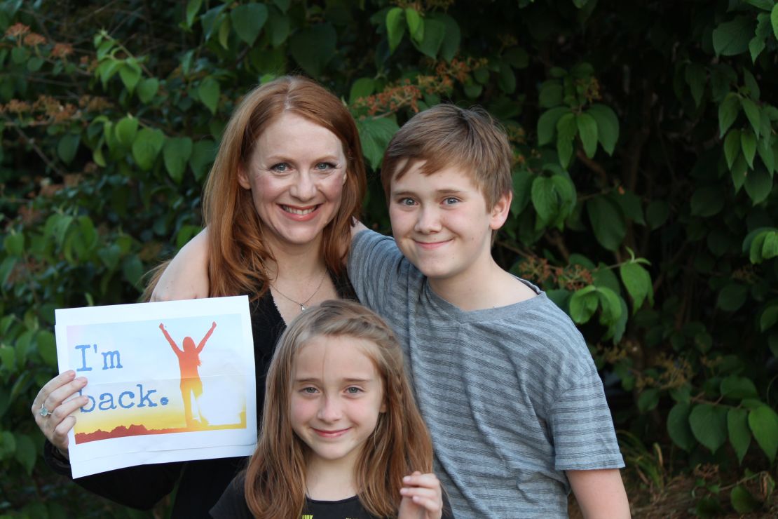 Katherine Stone, founder of Postpartum Progress, along with her son, Jackson Callis, 12, and daughter, Madden Callis, 8.