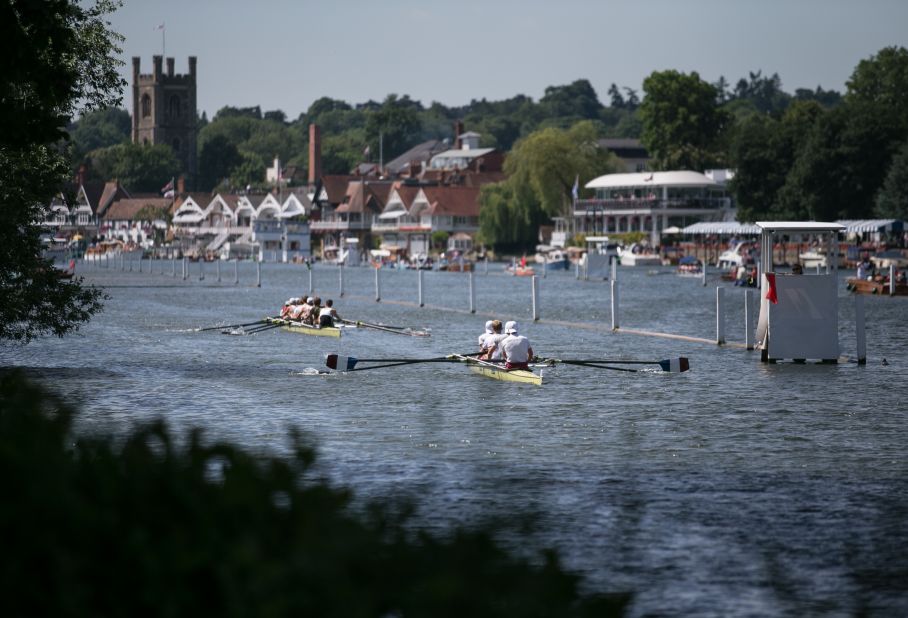 The picturesque setting of the Regatta in the town of Henley-on-Thames is part of the event's allure. "That Henley is set on the river and hasn't got a horrible building (like similar events) adds to the charm," leading social commentator Peter York told CNN.