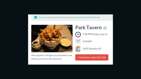 For $12, news startup ReservationHop will sell San Francisco diners a reservation that it has booked using a fake name.