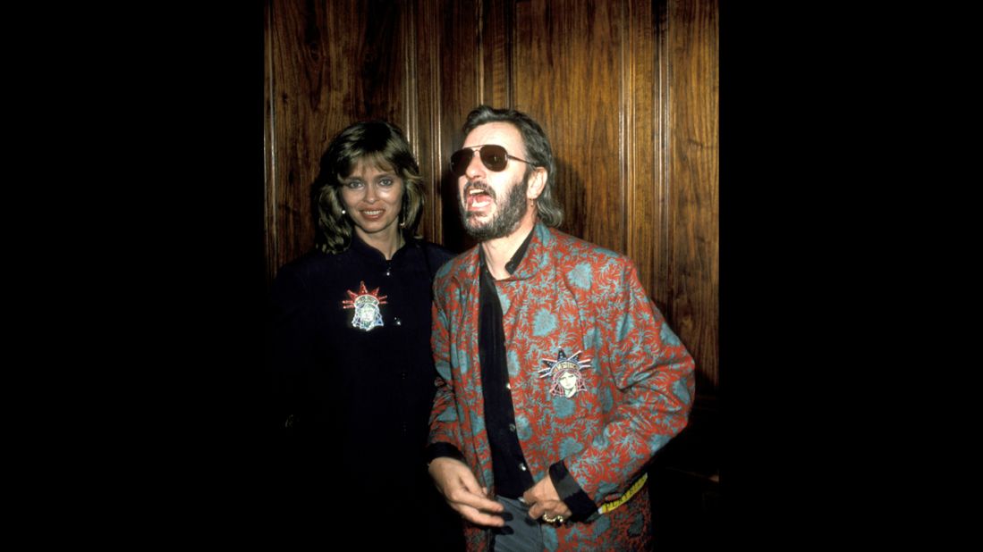 Barbara Bach and Ringo Starr at Regency Hotel in New York City in 1986. 