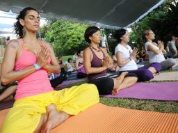 Yoga practitioners at the 2011 Bali Spirit Festival.