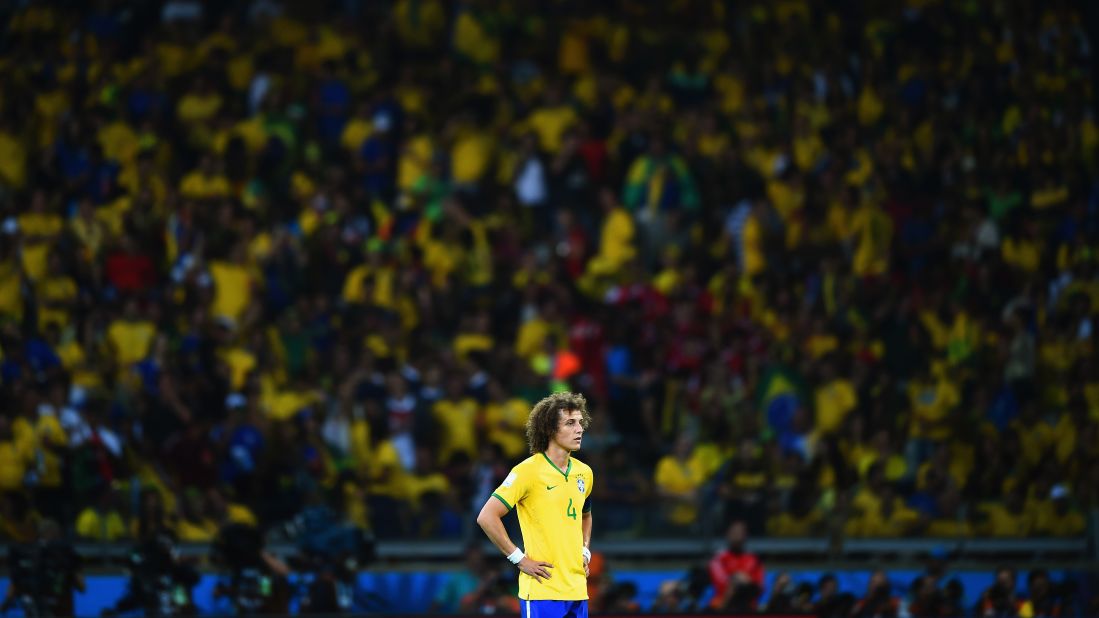 David Luiz looks on after Germany's sixth goal. 