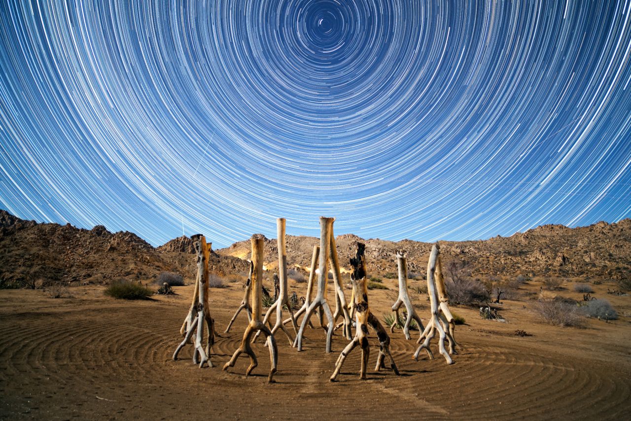 <a href="http://ireport.cnn.com/docs/DOC-1068716" target="_blank">Jason Hullinger</a> went to Joshua Tree National Park last December to catch the Geminid meteor shower. He set up his tripod to take 20-second exposures from about 11 p.m. Thursday to 3 a.m. Friday. He took about 500 photos and combined them with StarStaX, an image stacking and blending software for star trail photography.