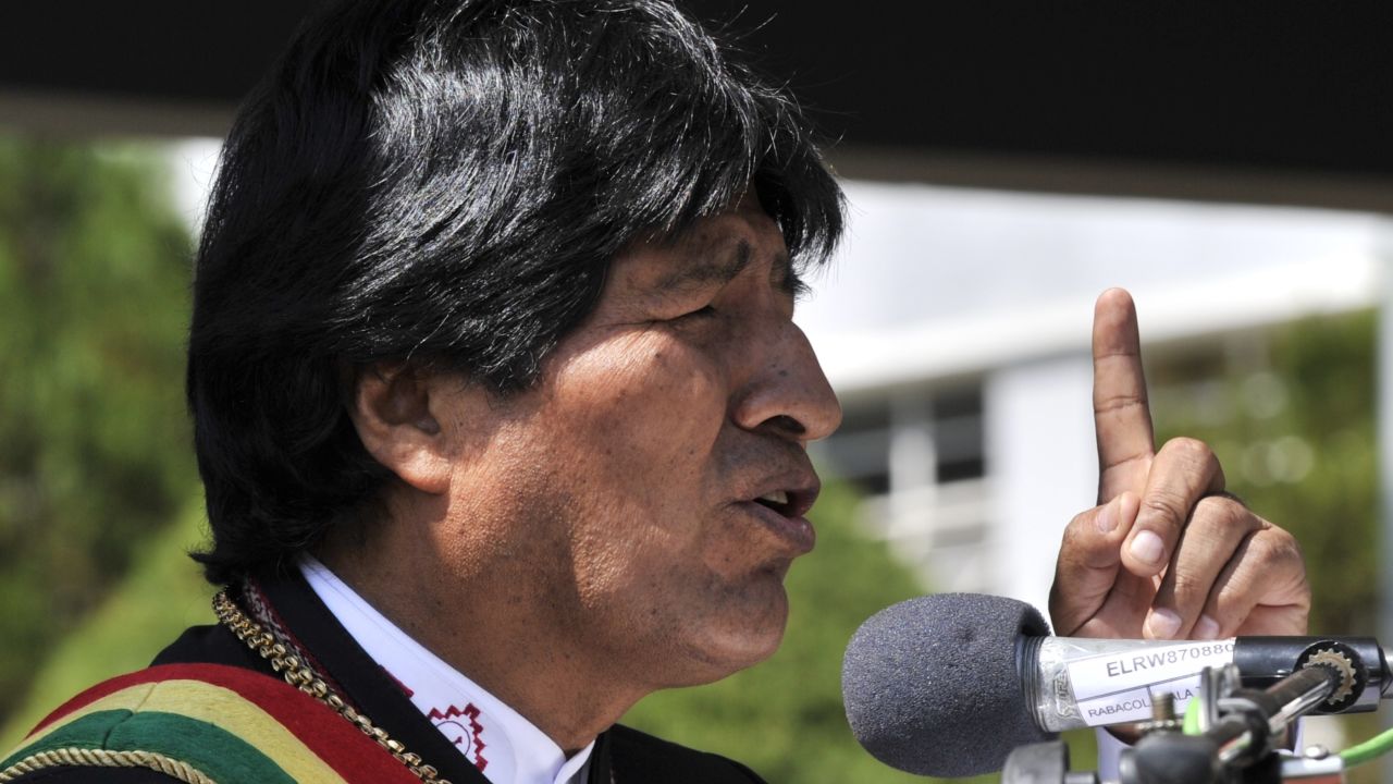 Bolivian President Evo Morales, seen here in April, declared victory in Sunday's presidential vote.