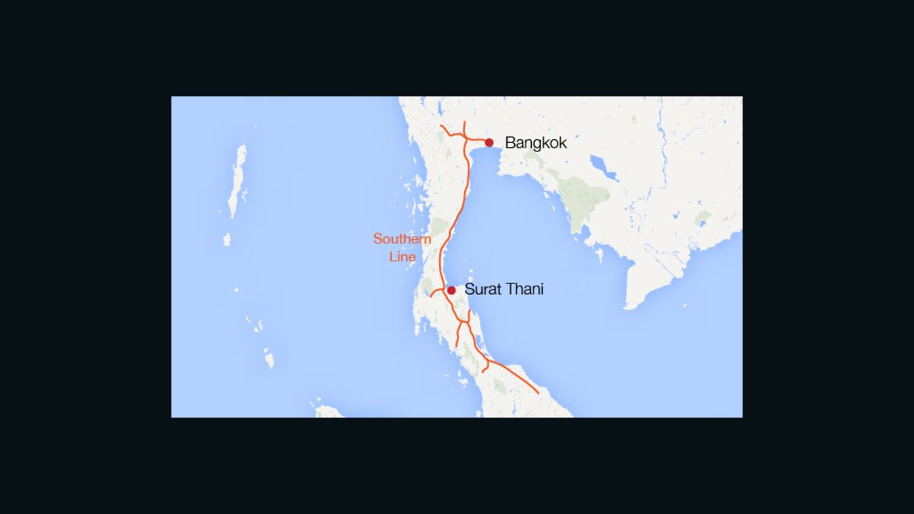 Map of the train's route