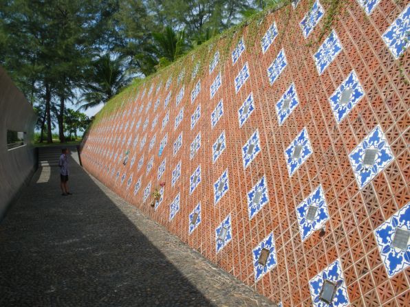 A wave-shaped tsunami memorial at Ban Nam Khem, one of Thailand's worst-affected villages when a tsunami struck on December 26, 2004, is located 130 kilometers north of Phuket. 