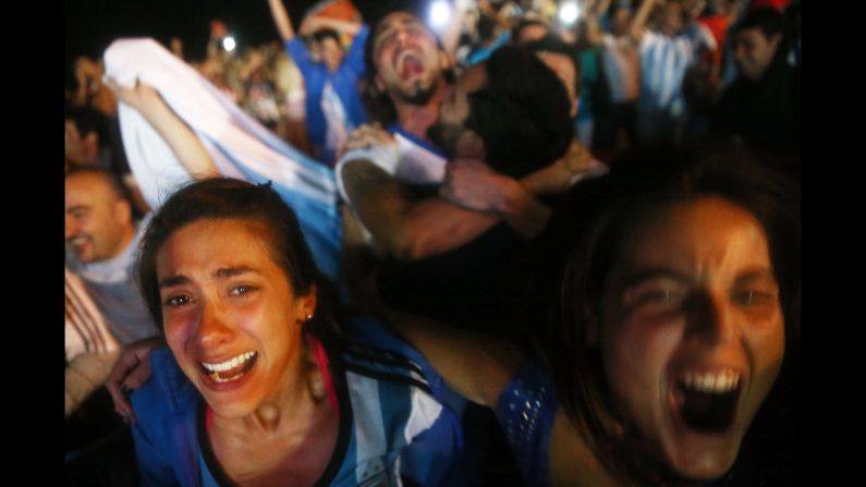 Fans celebrate on Copacabana Beach after Argentina won a World Cup semifinal match against the Netherlands on Wednesday, July 9. 
