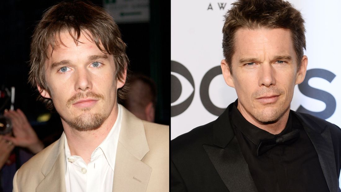 Ethan Hawke was about 32 when he began working with Linklater on "Boyhood." With the movie spanning 12 years, fans can see Hawke go from a fuller-faced 30-something, left, to a more chiseled, seasoned star. 