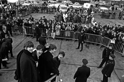 The Beatles arrive at New York's John F. Kennedy International Airport in February 1964.