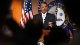 WASHINGTON, DC - JULY 10: U.S. Speaker of the House John Boehner (R-OH) answers questions during his weekly press conference at the U.S. Capitol July 10, 2014 in Washington, DC. Boehner spoke on immigration issues facing the U.S. and other matters. (Photo by Win McNamee/Getty Images)