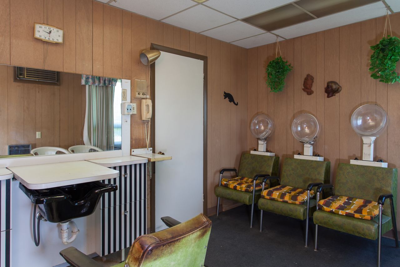 A onetime beauty salon, which was run by the original owner, can be found in the house.