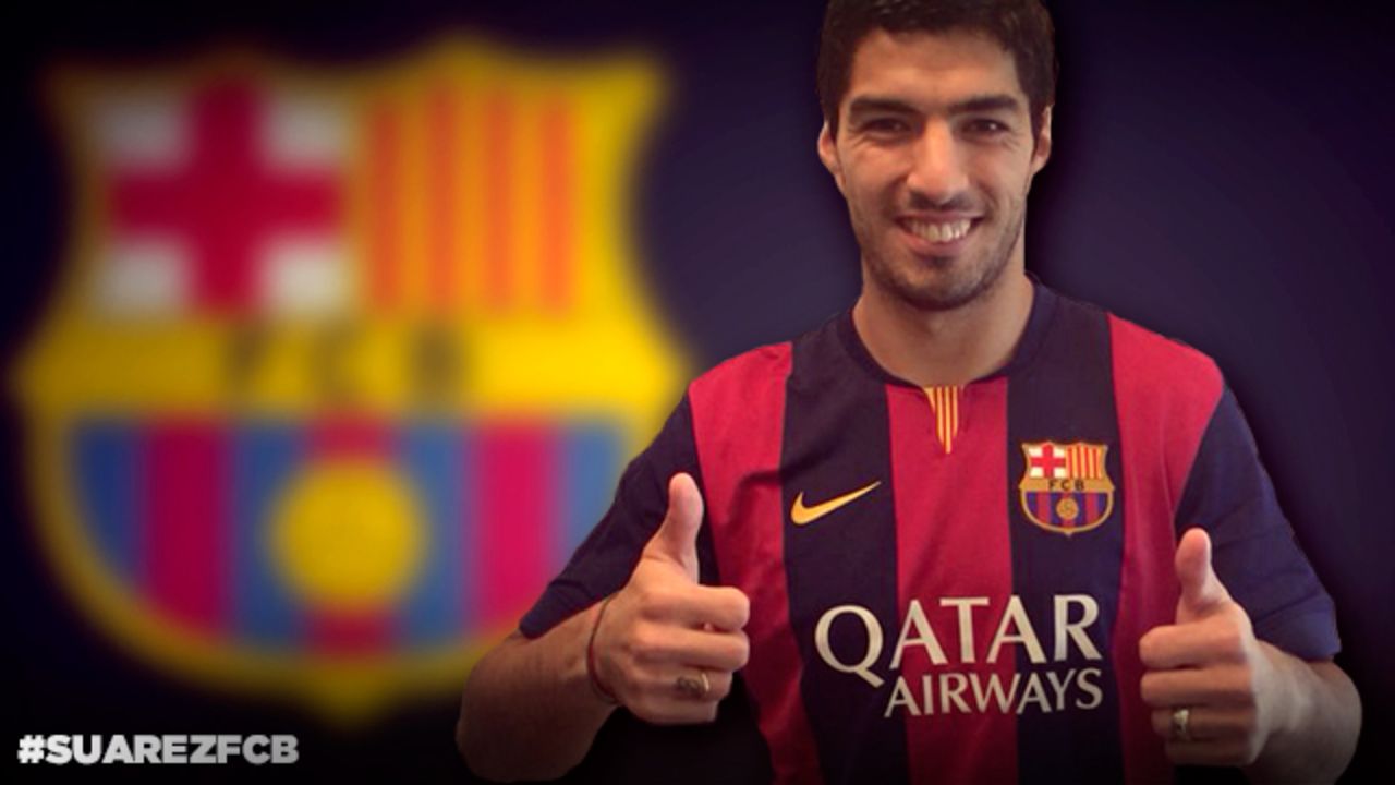 Luis Suarez will line up alongside Lionel Messi and Neymar at Barcelona this season after signing for the Catalan club from Liverpool.