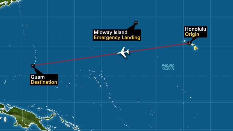 United flight lands in remote Midway Island over odor CNN