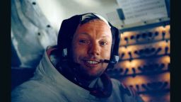 First man on the moon ... Neil Armstrong inside the lunar module in 1969