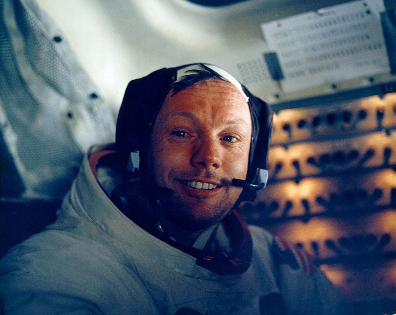 Neil Armstrong, pictured inside the lunar module, made the "giant leap for mankind."