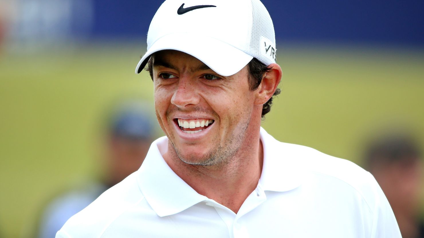 Rory McIlroy was smiling Saturday after his disastrous round Friday at the Scottish Open.