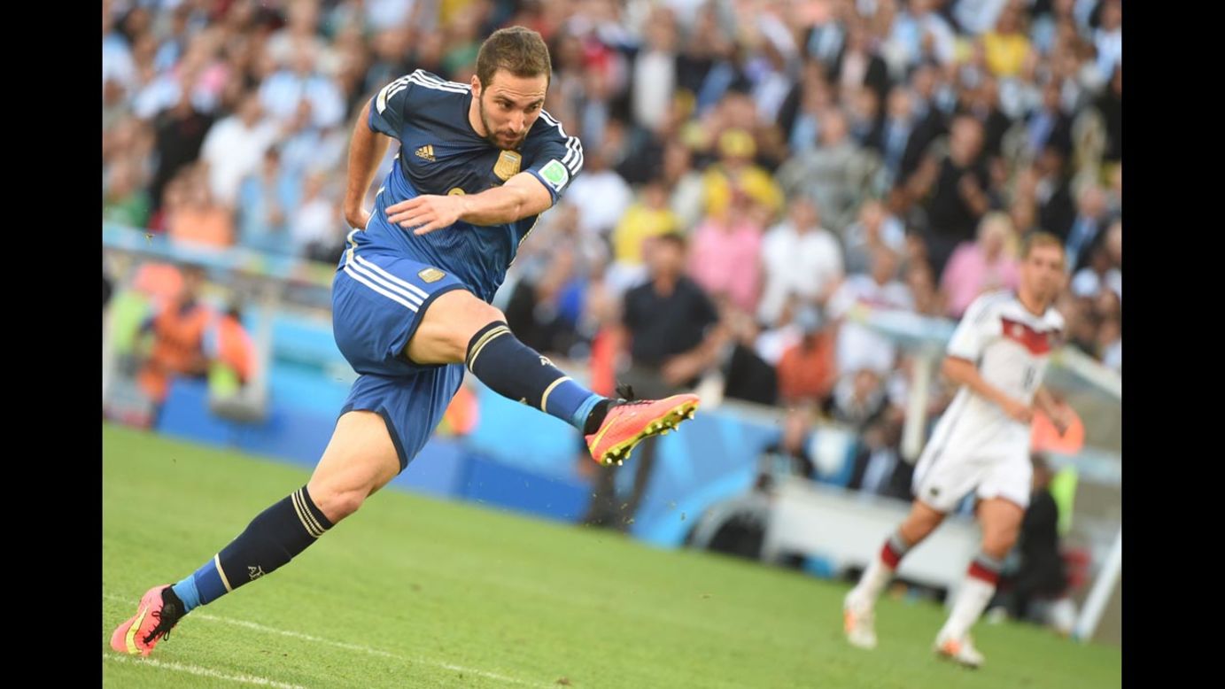 Higuain takes a shot in the first half.