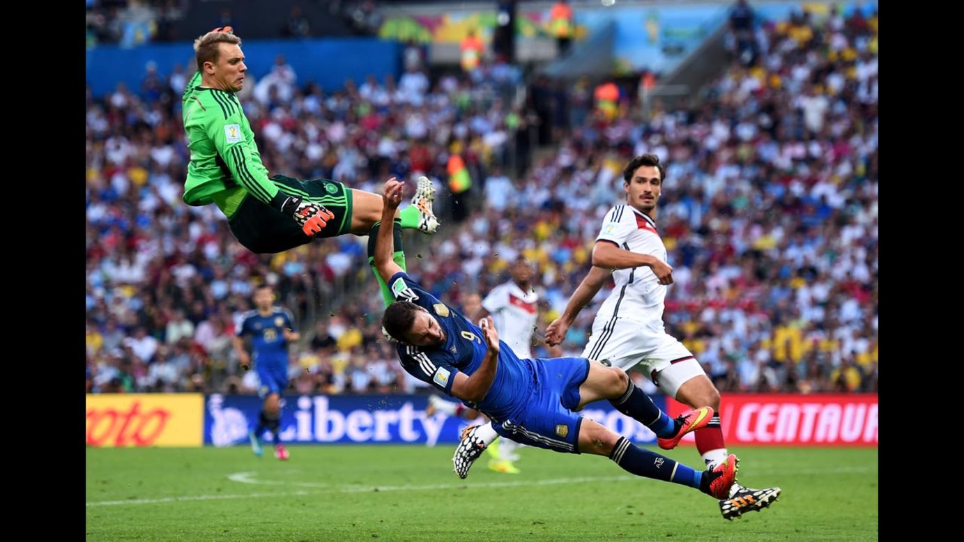 Neuer, left, collides with Argentine forward Gonzalo Higuain in the second half.