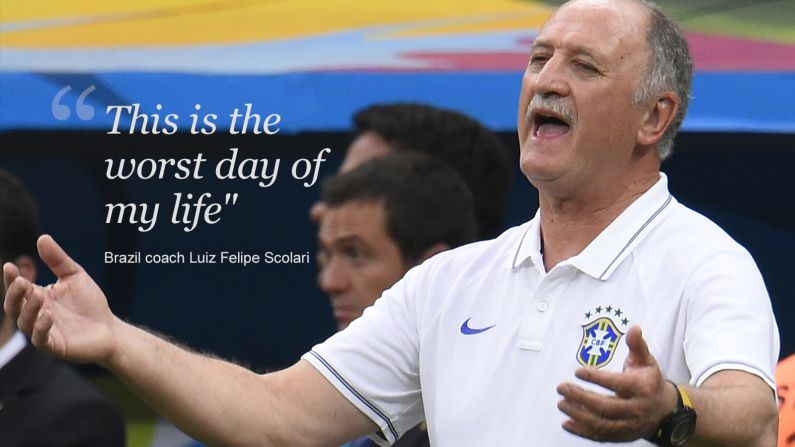 Amid all the tweets and goals, Brazil coach Luis Felipe Scolari had to watch from the sidelines as one of the grimmest days in the nation's football history unfolded.