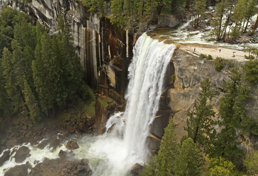 The John Muir Trail and the Mist Trail in Yosemite National Park, California, offer hikers beautiful views of Vernal Fall.