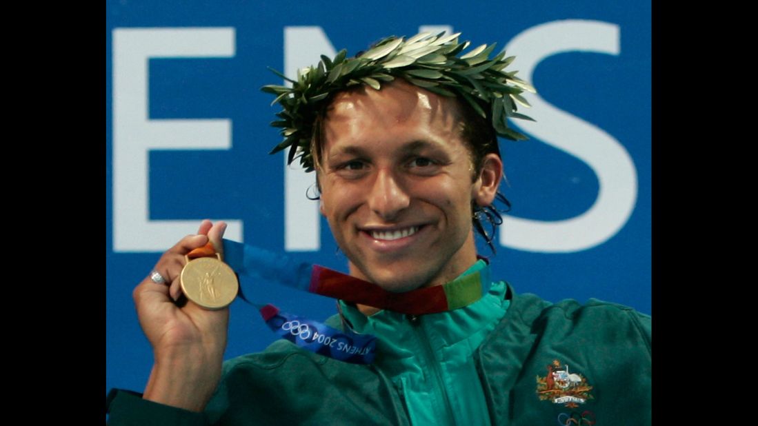 Swimmer Ian Thorpe, seen here in 2004 with one of his five Olympic gold medals, told an Australian news outlet that he is gay in an interview that aired on Sunday, July 13.