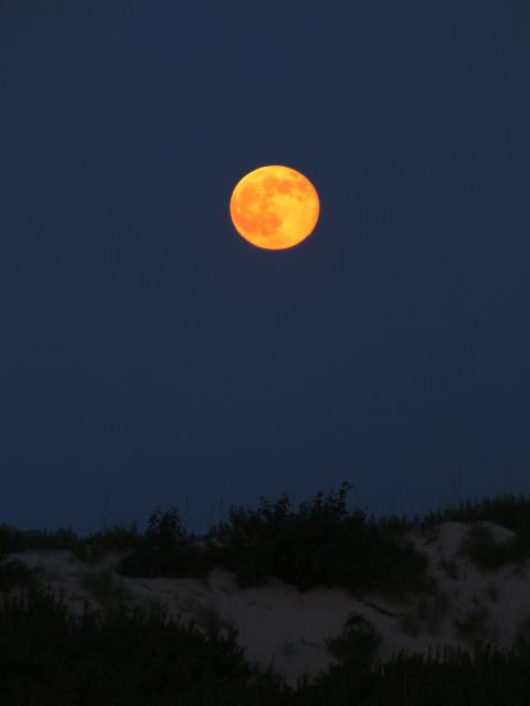 Over the years, Katherine Murray has taken some nice full moon photos from the <a href="http://ireport.cnn.com/docs/DOC-1152270">Outer Banks</a> of North Carolina, but capturing an orange moon had eluded her until this weekend. "I was thrilled to be able to get the actual color as it came over the dunes," she said.