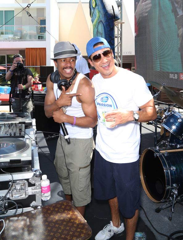 Nick Cannon and Mario Lopez buddy up at a World Cup Finals party in Las Vegas on July 13. 