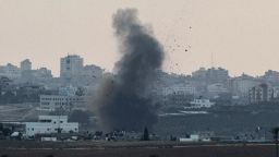 A picture taken from the southern Israeli city of Sderot shows smoke billowing from the Gaza Strip following an Israeli air strike on July 15, 2014. Prime Minister Benjamin Netanyahu pledged today to ramp up Israel's military campaign against Gaza, after an Egyptian truce plan failed to end eight days of cross-border fire.