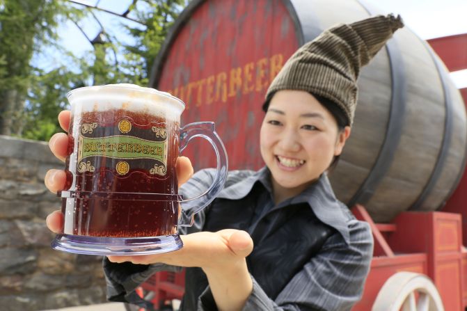 Sorry folks, there's no alcohol in "Butterbeer." A drink consumed by Hogwarts students, the theme park version tastes more like shortbread and butterscotch than yeast and hops.