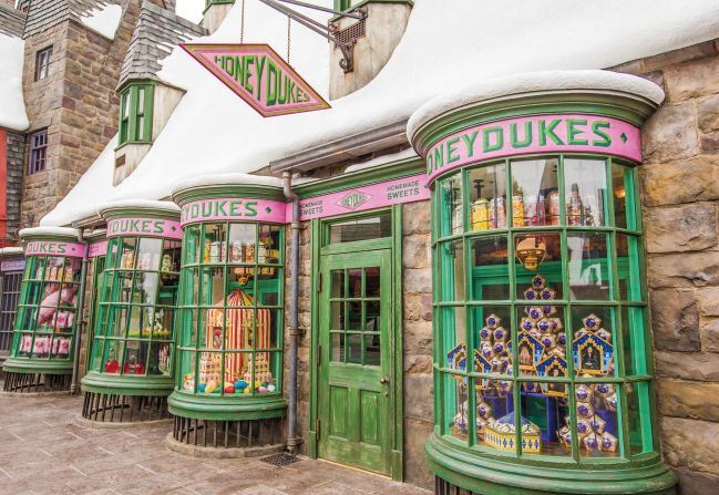 The Universal Studios Japan recreation of Hogsmeade includes a number of shops that appear in the books, including candy shop Honeydukes. Visitors can pick up some of Hogwarts students' favorite treats like Bertie Bott's Every-Flavour Beans, chocolate frogs and exploding bonbons. 