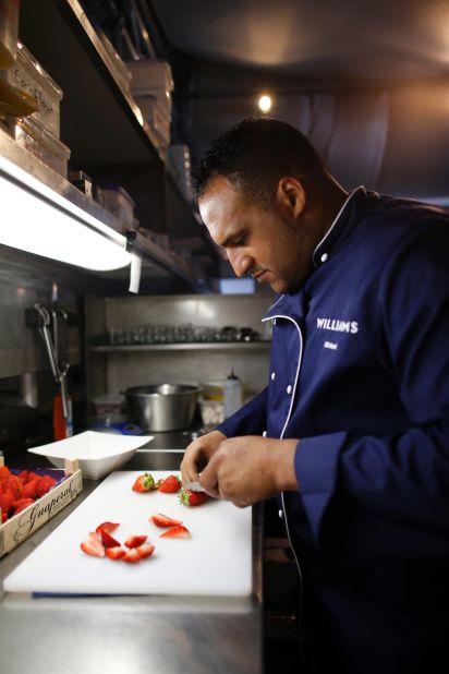 Chef Michael Caines, a partner with the Williams team, brings two Michelin stars to the team's F1 kitchen.
