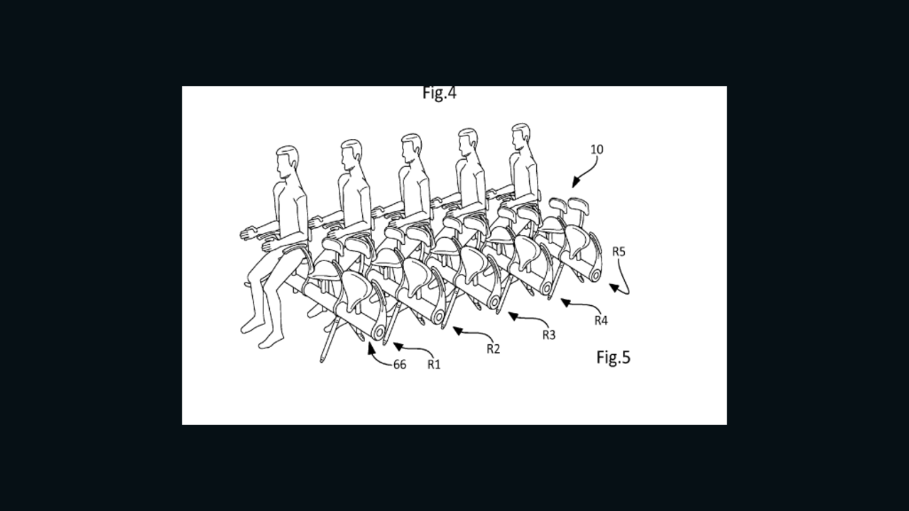 Airbus's patented saddle seats: No word yet on whether the in-flight menu will feature sardines. 