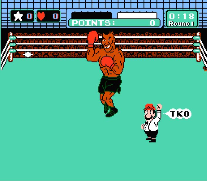 "Punch-Out!!" and "Super Punch-Out!!" were arcade games first. But when they hit Nintendo home systems in 1987, the then-heavyweight champ's name and image were added. Players who beat a list of fictional characters could take on Tyson in a super-challenging bout. After Nintendo's license to use Tyson's image ended -- and he'd lost the title to James "Buster" Douglas -- the final opponent became "Mr. Dream."