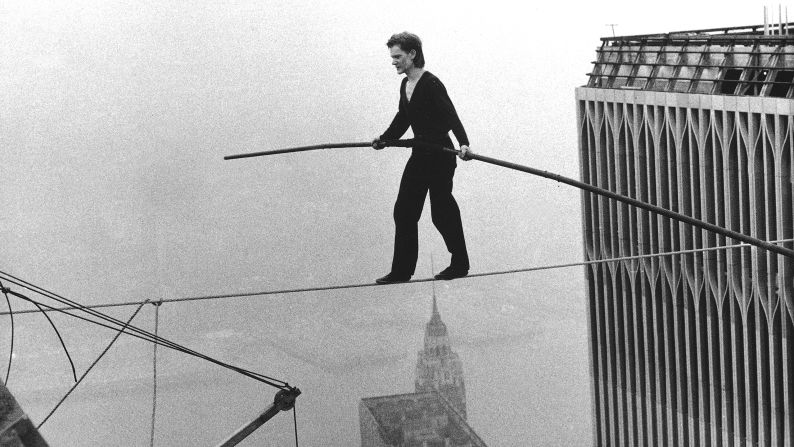 French aerialist Philippe Petit dazzled onlookers below as he walked across a tightrope suspended between the World Trade Center's twin towers on August 7 in New York. Petit's long road to this feat was documented in James Marsh's 2008 documentary "<a href="http://www.imdb.com/title/tt1155592/" target="_blank" target="_blank">Man on a Wire</a>."