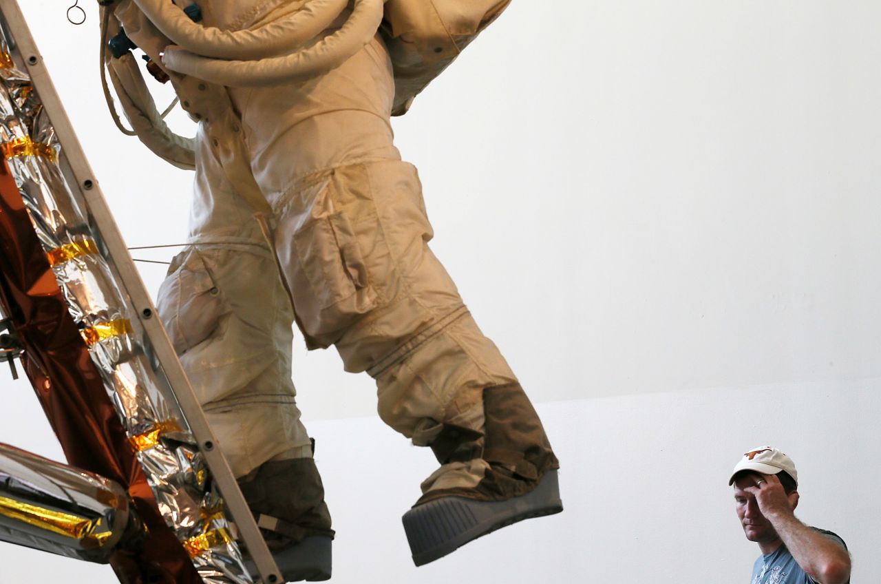 Neil Armstrong's famous moon walk is commemorated at the National Air and Space Museum.