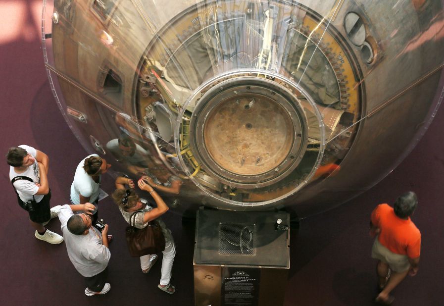 The Apollo 11 command module, now on display at the National Air and Space Museum, was one of three parts of the Apollo spacecraft.