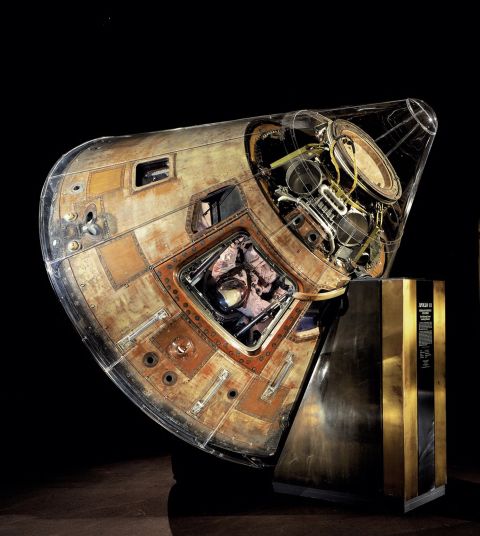 The Apollo 11 command module Columbia carried astronauts Neal Armstrong, Buzz Aldrin and Michael Collins to the moon and back in July 1969.