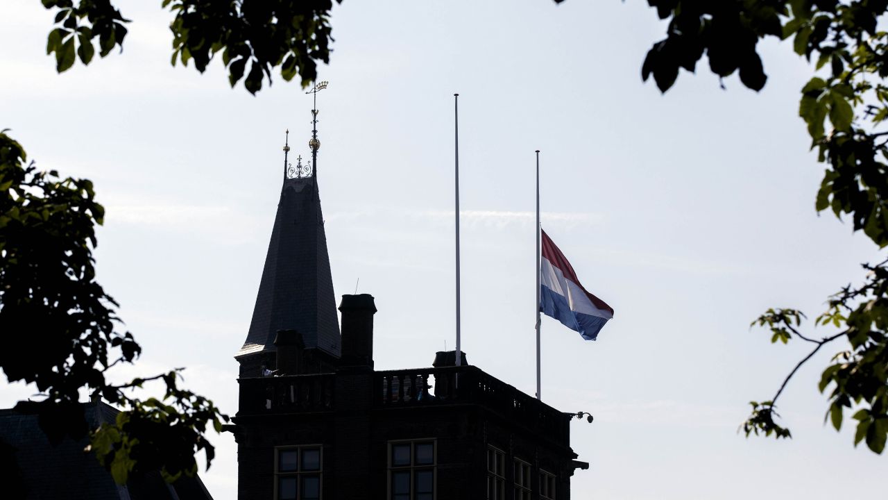 A Dutch flag flies at half-staff in The Hague on July 18.