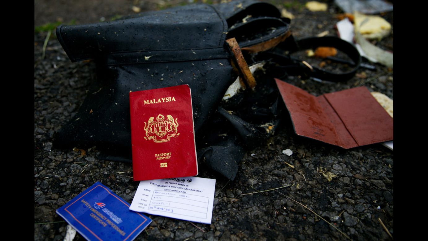 Passports were scattered across the large field.