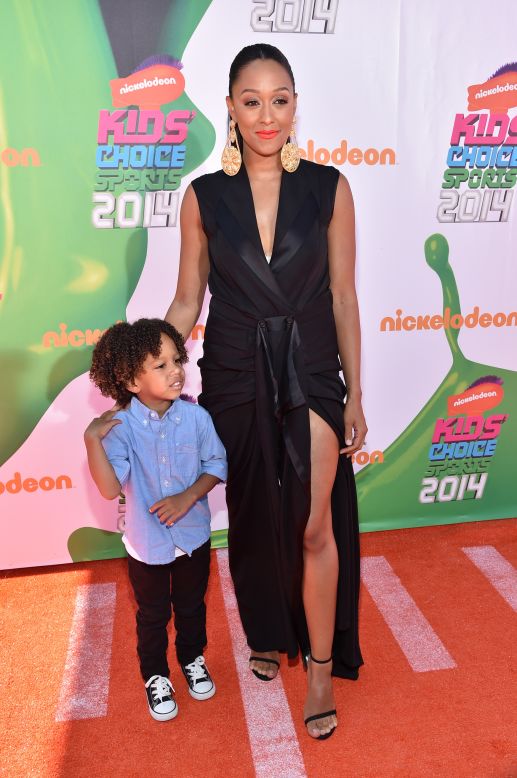 Tia Mowry and her son Cree attend the 2014 Kids' Choice Sports Awards on July 17. 