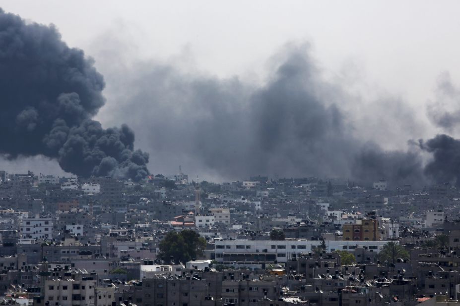 Smoke rises after an Israeli missile hit Shaja'ia on July 20.