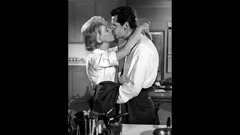 Doris Day kisses Garner in a scene from the 1963 film "The Thrill Of It All."
