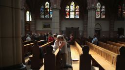 Local people pray during a special mass in Saint Vitus Church in memory of the victims of Malaysia Airlines flight MH17 on July 20  in Hilversum, Netherlands.