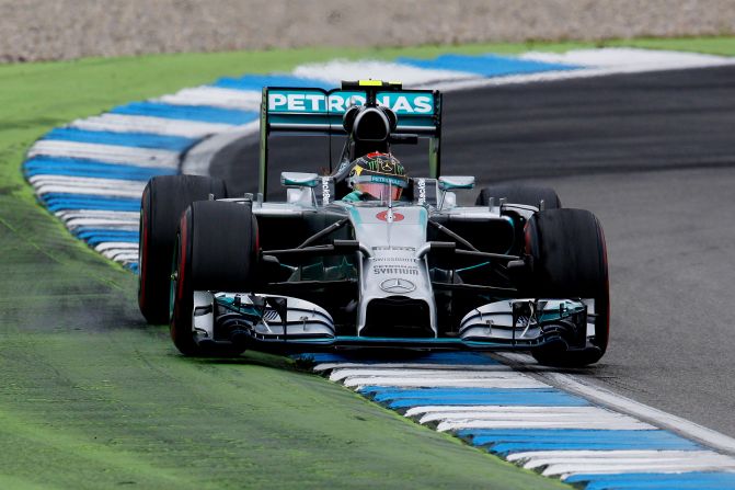 Rosberg led from pole to checkered flag to win his home grand prix and extend his title lead over Mercedes teammate Lewis Hamilton.
