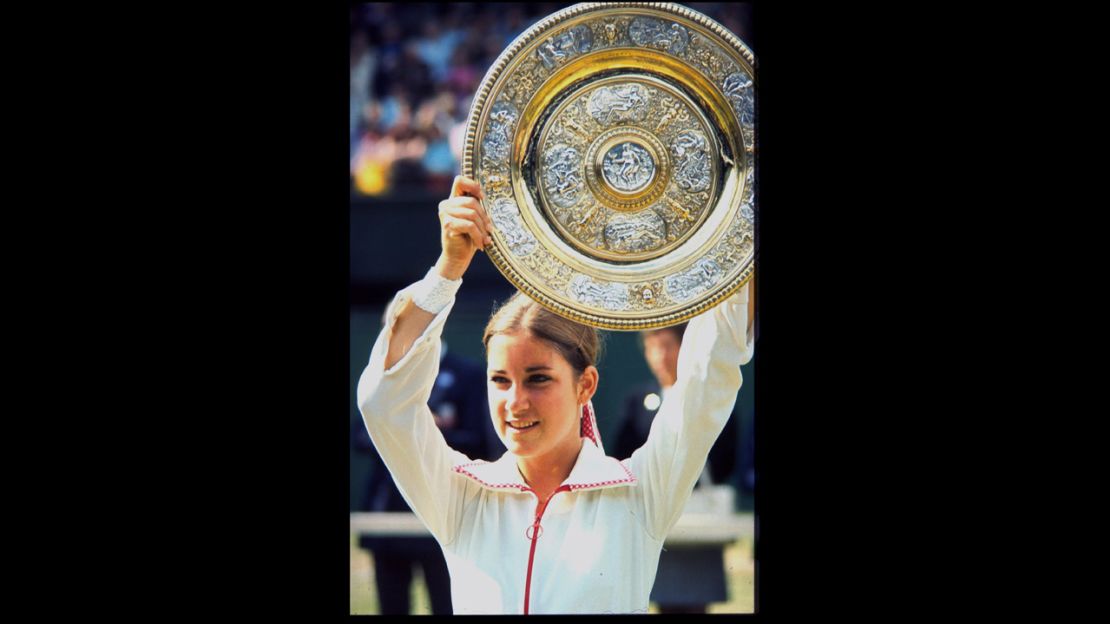 Evert won at Wimbledon in 1974, 1976 and 1981.